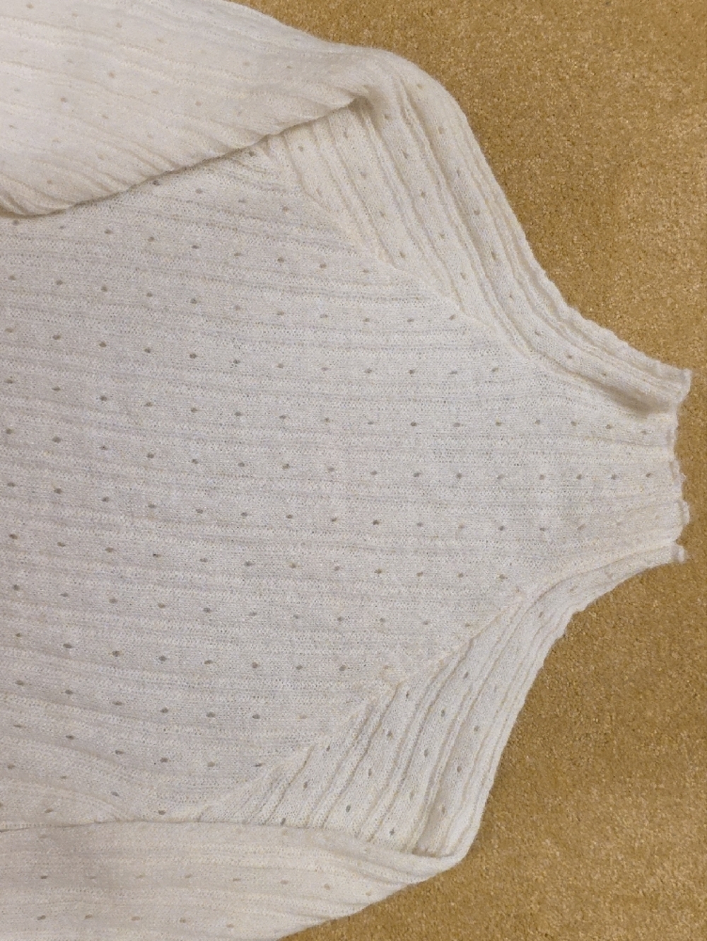 Cream Mock Neck Ribbed Cable Sweater - Picture 2 of 4